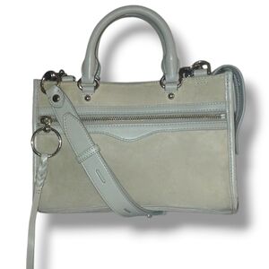 Pre-loved Rebecca Minkoff Micro Bedford Satchel in Pearl/Gray Suede